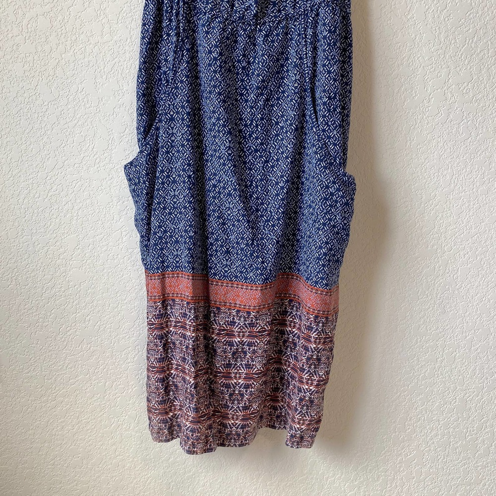 Patagonia Midi Sundress Women's Size XL Blue Patterned Tank Adjustable Straps - Picture 4 of 10